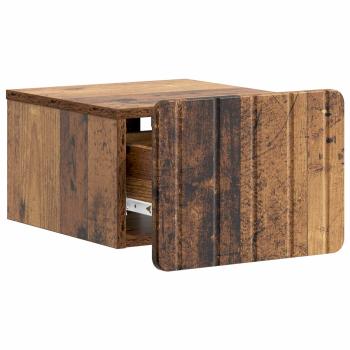 Wandmontierter Nachttisch Altholz 33 x 34,5 x 24 cm