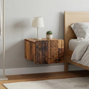 Wandmontierter Nachttisch 2 stk. Altholz 33 x 34,5 x 24 cm