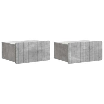 Wandmontierter Nachttisch 2 stk. Betongrau 49 x 34,5 x 24 cm