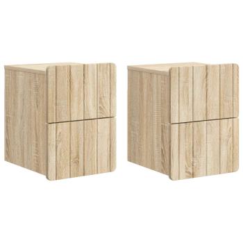 Wandmontierter Nachttisch 2 Stk. Sonoma-Eiche 33 x 34,5 x 43 cm