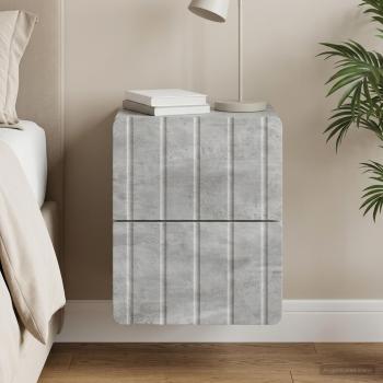 ARDEBO.de - Wandmontierter Nachttisch Betongrau 33 x 34,5 x 43 cm