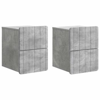 Wandmontierter Nachttisch 2 Stk. Betongrau 33 x 34,5 x 43 cm