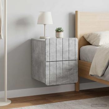 Wandmontierter Nachttisch 2 Stk. Betongrau 33 x 34,5 x 43 cm