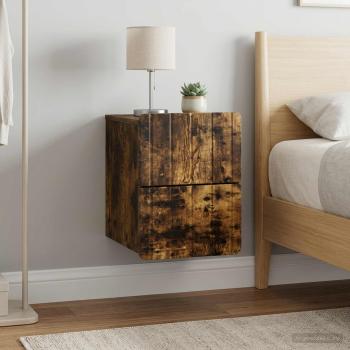 ARDEBO.de - Wandmontierter Nachttisch 2 Stk. Räuchereiche 33 x 34,5 x 43 cm
