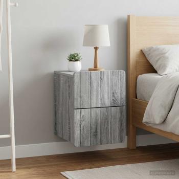 ARDEBO.de - Wandmontierter Nachttisch 2 Stk. Sonoma-Grau 33 x 34,5 x 43 cm