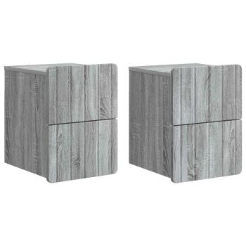 Wandmontierter Nachttisch 2 Stk. Sonoma-Grau 33 x 34,5 x 43 cm