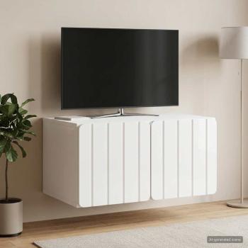 ARDEBO.de - Wandmontierter TV-Schrank 59,5 x 41 x 30 cm Hochglanz Weiß