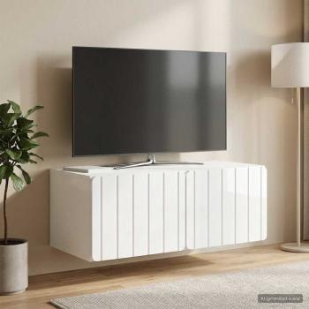 ARDEBO.de - Wandmontierter TV-Schrank 78,5 x 41 x 30 cm Hochglanz Weiß