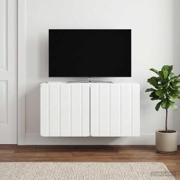 ARDEBO.de - Wandmontierter TV-Schrank 59,5 x 31 x 30 cm Hochglanz Weiß