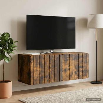 Wandmontierter TV-Schrank 78,5 x 31 x 30 cm Raucheiche