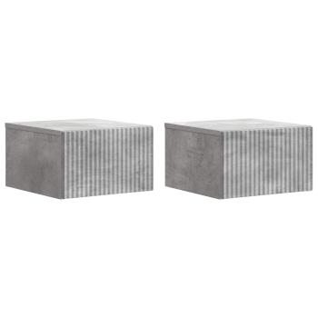 Wandmontierter Nachttisch 2 Stk. Betongrau 33 x 34,5 x 20 cm