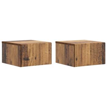 Wandmontierter Nachttisch 2 Stk. Altholz 33 x 34,5 x 20 cm