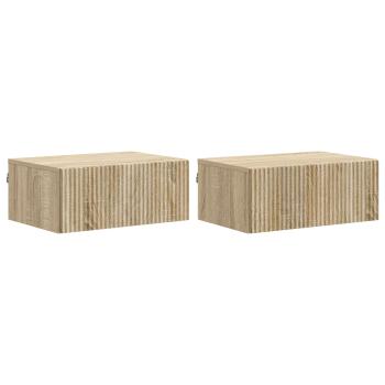 Wandmontierter Nachttisch 2 Stk. Sonoma-Eiche 49 x 34,5 x 20 cm