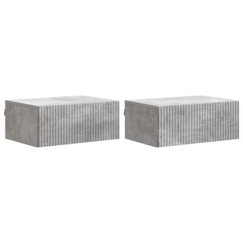Wandmontierter Nachttisch 2 Stk. Betongrau 49 x 34,5 x 20 cm
