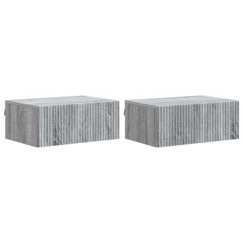 Wandmontierter Nachttisch 2 Stk. Sonoma-Grau 49 x 34,5 x 20 cm