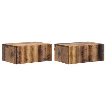 Wandmontierter Nachttisch 2 Stk. Altholz 49 x 34,5 x 20 cm
