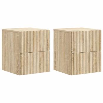 Wandmontierter Nachttisch 2 Stk. Sonoma-Eiche 33 x 34,5 x 40 cm
