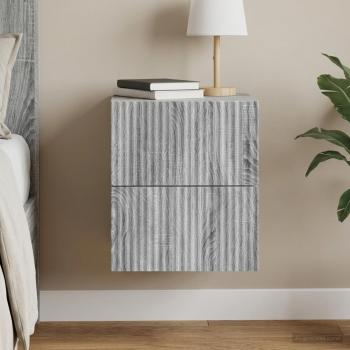 ARDEBO.de - Wandmontierter Nachttisch Sonoma-Grau 33 x 34,5 x 40 cm