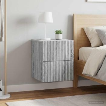 ARDEBO.de - Wandmontierter Nachttisch 2 Stk. Sonoma-Grau 33 x 34,5 x 40 cm
