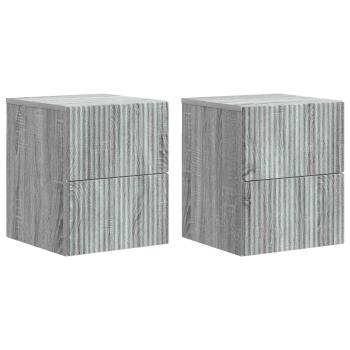 Wandmontierter Nachttisch 2 Stk. Sonoma-Grau 33 x 34,5 x 40 cm