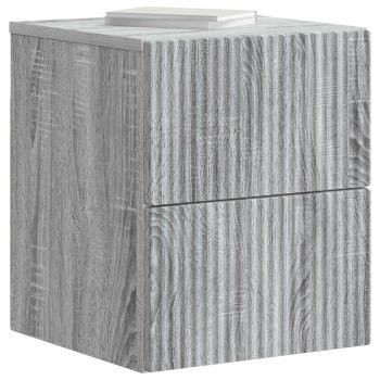 Wandmontierter Nachttisch 2 Stk. Sonoma-Grau 33 x 34,5 x 40 cm