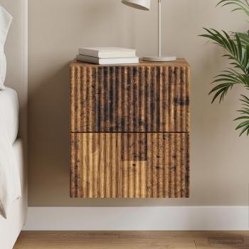 ARDEBO.de - Wandmontierter Nachttisch Altholz 33 x 34,5 x 40 cm