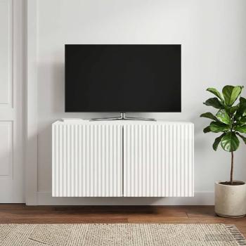 ARDEBO.de - Wandmontierter TV-Schrank 59,5 x 41 x 30 cm Hochglanz Weiß