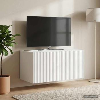 Wandmontierter TV-Schrank 59,5 x 41 x 30 cm Hochglanz Weiß
