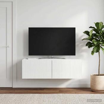 Wandmontierter TV-Schrank 98 x 41 x 30 cm Hochglanz Weiß