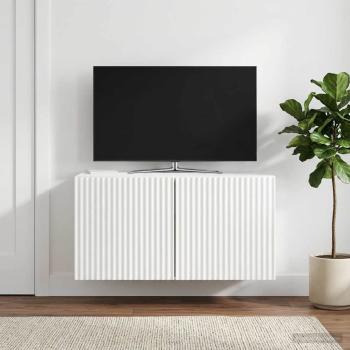 ARDEBO.de - Wandmontierter TV-Schrank 59,5 x 31 x 30 cm Hochglanz Weiß