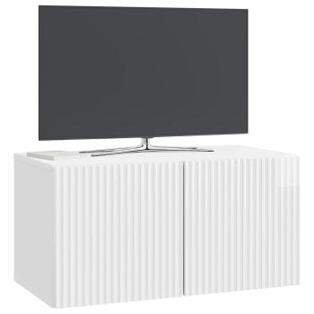 Wandmontierter TV-Schrank 59,5 x 31 x 30 cm Hochglanz Weiß