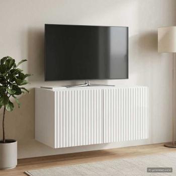 Wandmontierter TV-Schrank 59,5 x 31 x 30 cm Hochglanz Weiß