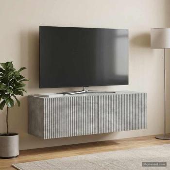 ARDEBO.de - Wandmontierter TV-Schrank 98 x 31 x 30 cm Betongrau