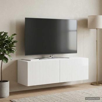 Wandmontierter TV-Schrank 98 x 31 x 30 cm Hochglanz Weiß