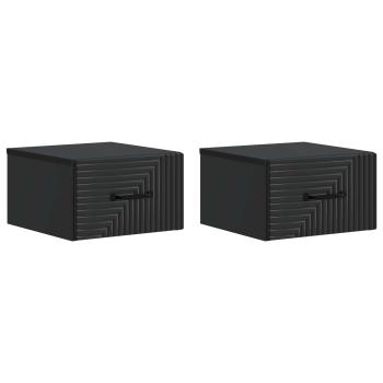 Wandmontierter Nachttisch 2 Stk. Schwarz 34,5 x 33 x 20 cm