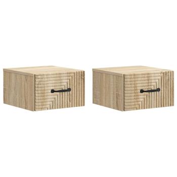 Wandmontierter Nachttisch 2 Stk. Sonoma-Eiche 34,5 x 33 x 20 cm
