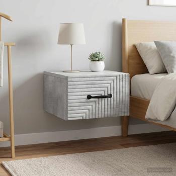 ARDEBO.de - Wandmontierter Nachttisch 2 Stk. Betongrau 34,5 x 33 x 20 cm