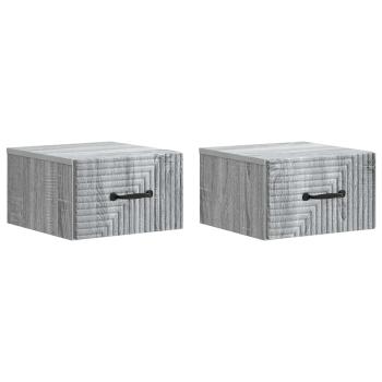 Wandmontierter Nachttisch 2 Stk. Sonoma-Grau 34,5 x 33 x 20 cm