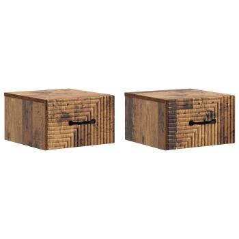 Wandmontierter Nachttisch 2 Stk. Altholz 34,5 x 33 x 20 cm
