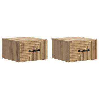Wandmontierter Nachttisch 2 stk. Artisan-Eiche