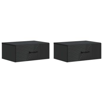 Wandmontierter Nachttisch 2 Stk. Schwarz 49 x 34,5 x 20 cm