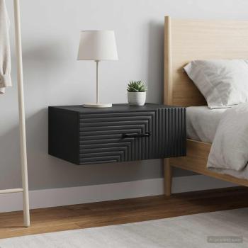 Wandmontierter Nachttisch 2 Stk. Schwarz 49 x 34,5 x 20 cm