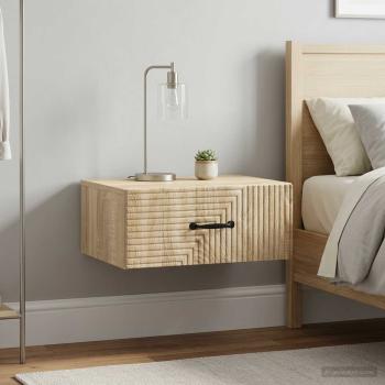 Wandmontierter Nachttisch 2 Stk. Sonoma-Eiche 49 x 34,5 x 20 cm