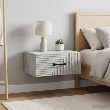 ARDEBO.de - Wandmontierter Nachttisch 2 Stk. Betongrau 49 x 34,5 x 20 cm