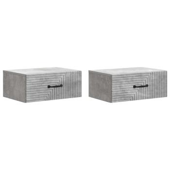 Wandmontierter Nachttisch 2 Stk. Betongrau 49 x 34,5 x 20 cm