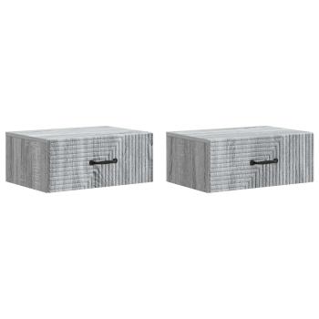 Wandmontierter Nachttisch 2 Stk. Sonoma-Grau 49 x 34,5 x 20 cm