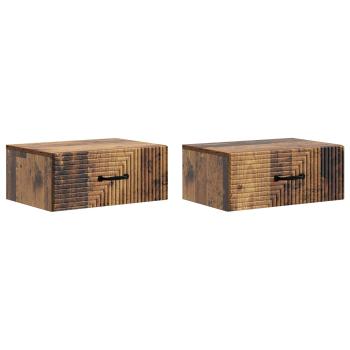Wandmontierter Nachttisch 2 Stk. Altholz 49 x 34,5 x 20 cm