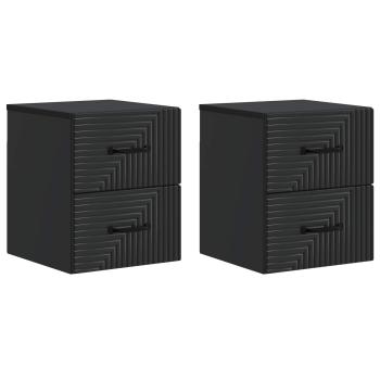 Wandmontierter Nachttisch 2 stk. Schwarz 34,5 x 33 x 40 cm