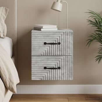 ARDEBO.de - Wandmontierter Nachttisch Betongrau 34,5 x 33 x 40 cm