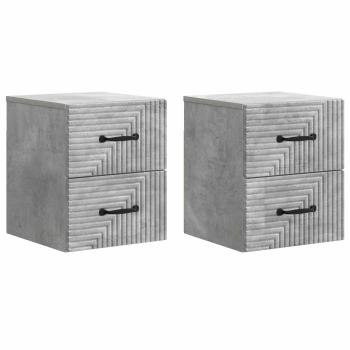 Wandmontierter Nachttisch 2 stk. Betongrau 34,5 x 33 x 40 cm